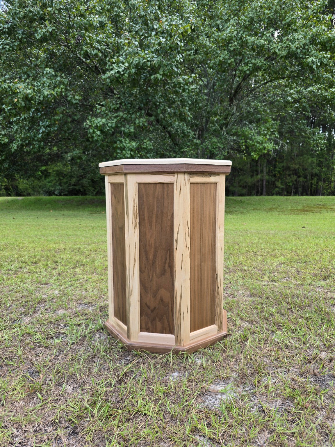 Walnut & Ambrosia Maple Octagon Taxidermy Pedestal